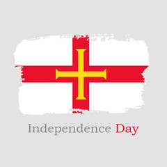 Obraz premium Isolated Hand draw Guernsey flag. National Guernsey banner for design on grey background. Independence Day. 9 May. Vector Illustration