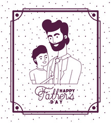 happy fathers day card with dad and son characters