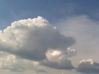 Dramatic summer sky with gray clouds, photographic background, weather forecast illustrative shot