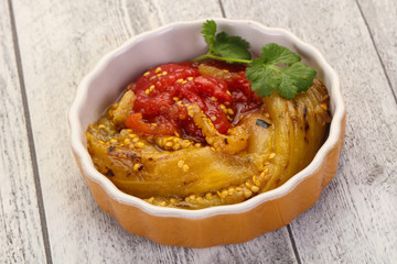 Caucasian cuisine - baked eggplant and tomato