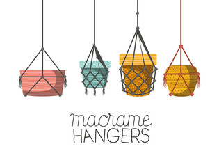 set of macrame pots hangers