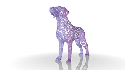 3d rendering of an artistic animal with reflection isolated on white background