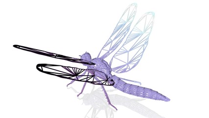 3d rendering of an artistic animal with reflection isolated on white background