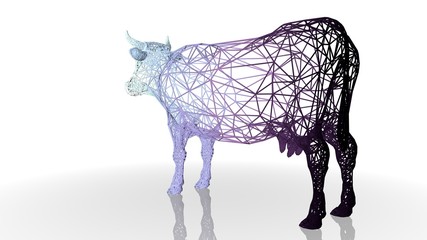 3d rendering of an artistic animal with reflection isolated on white background