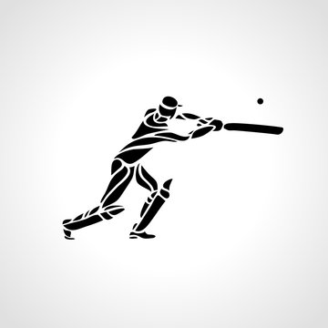 Batsman athlete playing cricket. Vector illustration eps10