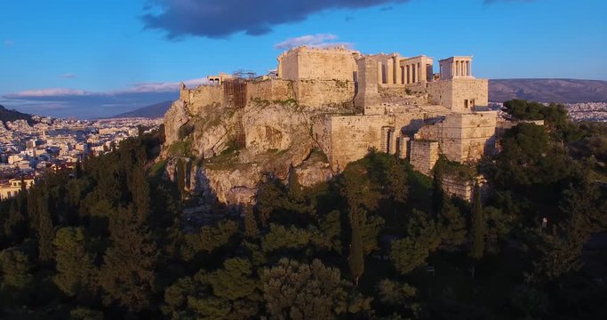 Acropolis Athens, Aerial View Of Odeon Of Herodes Atticus And Acropolis Of Athens Ancient Citadel