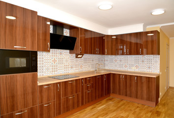 The built-in furniture in modern kitchen