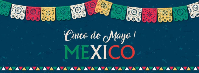 Foto op Aluminium Cinco de Mayo paper flag banner for mexico holiday © Cienpies Design