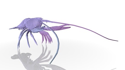 3d rendering of an artistic animal with reflection isolated on white background