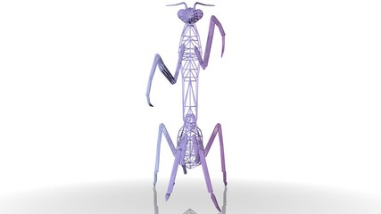 3d rendering of an artistic animal with reflection isolated on white background