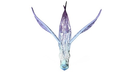 3d rendering of an artistic animal with reflection isolated on white background