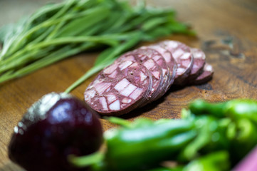 Blutwurst selber gemacht und in Scheiben angerichtet