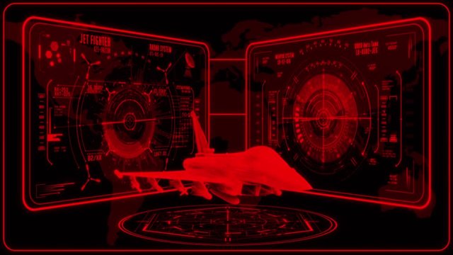 3D Red Jet Fighter HUD Interface Motion Graphic Element