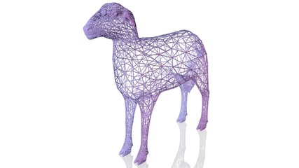 3d rendering of an artistic animal with reflection isolated on white background