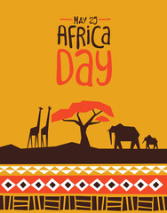 Africa Day card with wild safari animals © Cienpies Design