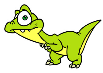 Little dinosaur raptor big eyes animal character cartoon illustration isolated image 