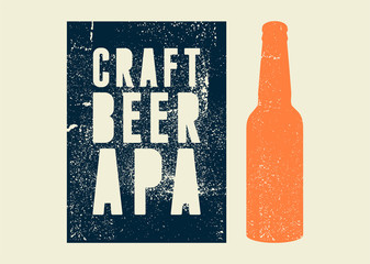 Craft Beer Apa typographical vintage style grunge poster design. Retro vector illustration. - obrazy, fototapety, plakaty