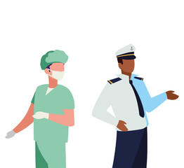 couple of professional workers characters