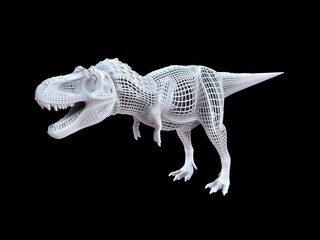 3d rendering of a white wired dino isoalted on black background © Archmotion.net