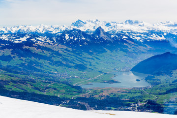 View of Lake Lauerz for the top of Rigi mountain, Switzerland