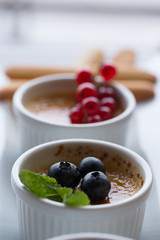 creme brulee with currants