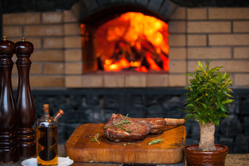 beef steak in meat restaurant.