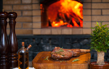 beef steak in meat restaurant.