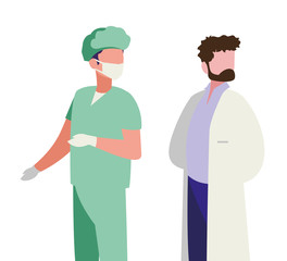 couple of professional workers characters