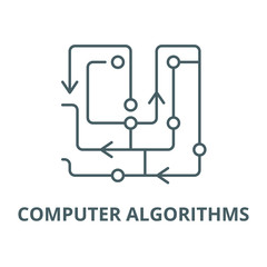 Computer algorithms line icon, vector. Computer algorithms outline sign, concept symbol, illustration