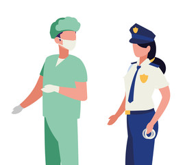 couple of professional workers characters