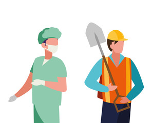 couple of professional workers characters