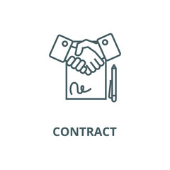Contract line icon, vector. Contract outline sign, concept symbol, illustration