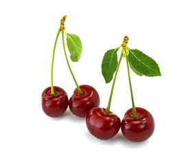 sweet cherries isolated on the white background