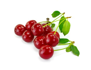 sweet cherries isolated on the white background