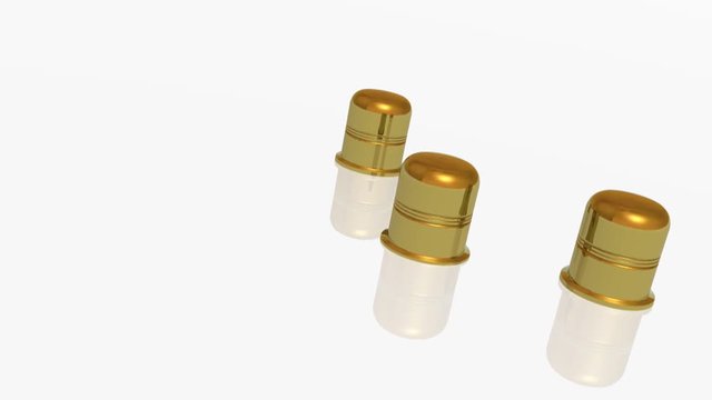 Three gold thimbles on white backgrounds - metaphor.