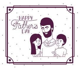happy fathers day card with dad and kids