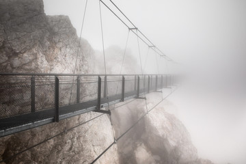 Bridge at Dachstein mountain in fog