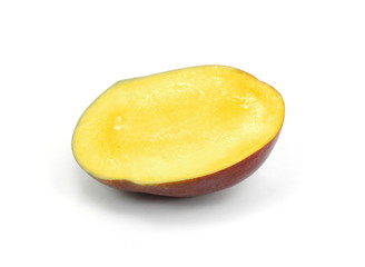 Juicy dessert mango isolated on white background. Sweet Mango slices. 
