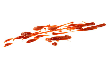 Closeup red ketchup tomato sauce isolated on white background. Tomato sauce on white background.