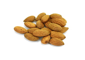 Almonds isolated on white background.