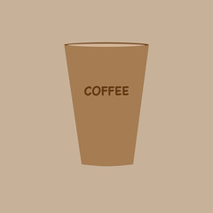 Milk coffee in container on the brown background