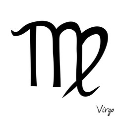 Virgo zodiac hand drawing sign for horoscope. Usable for mystic  occult  palmistry and witchcraft alchemy. Vector.