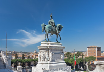 The Vittorio Emanuele II Monument also known as the Vittoriano, or Altare della Patria, built between the Piazza Venezia (The Venice Square) and the Capitoline Hill- the central hub of Rome .