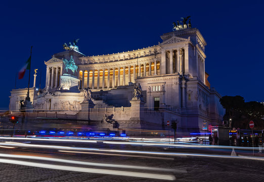 The Vittorio Emanuele II Monument also known as the Vittoriano, or Altare della Patria, built between the Piazza Venezia (The Venice Square) and the Capitoline Hill- the central hub of Rome .