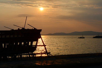 Boats anchoring at the marina 