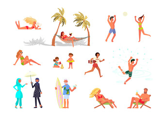 Set of People on the beach.
