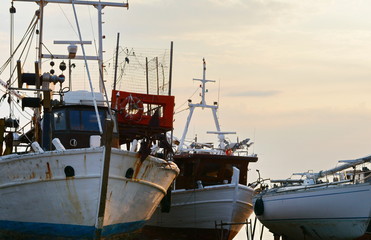 Boats anchoring at the marina 