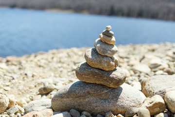 Fototapeta na wymiar Stack of rocks on the beach