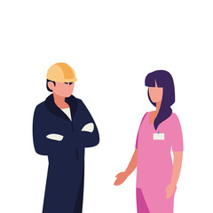 Fototapeta premium couple of professional workers characters