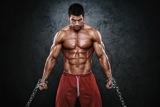HERCULES, Handsome Muscular Men in Chains. Trying to brake them.